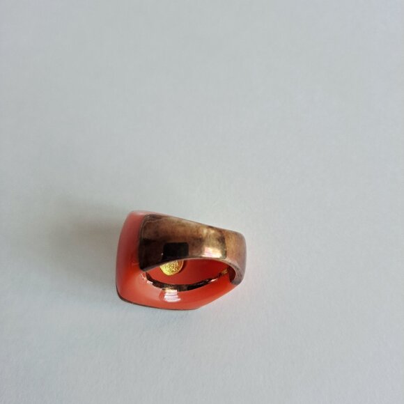 New Angelique de Paris Zircon & Resin Orange Square Ring Size 7 - Picture 12 of 12
